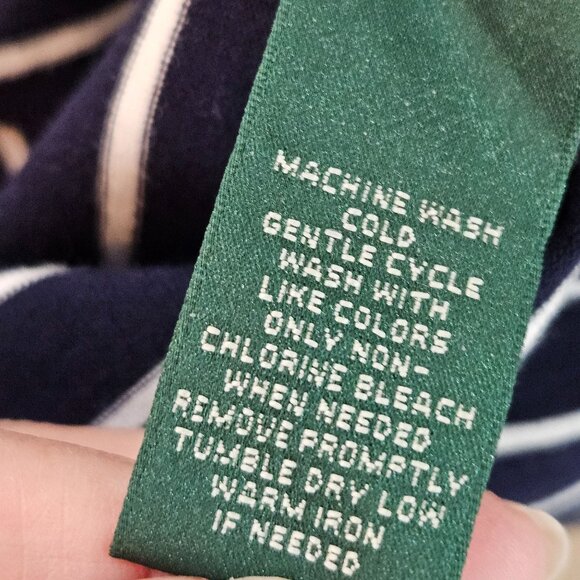 Lauren Ralph Lauren Navy White Dress Striped Sleeveless Lace-Up Nautical 3X - Picture 8 of 10